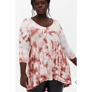 TORRID Super Soft Top Womens Plus Size 2X Tie Dye Tunic Babydoll Pockets 18/20